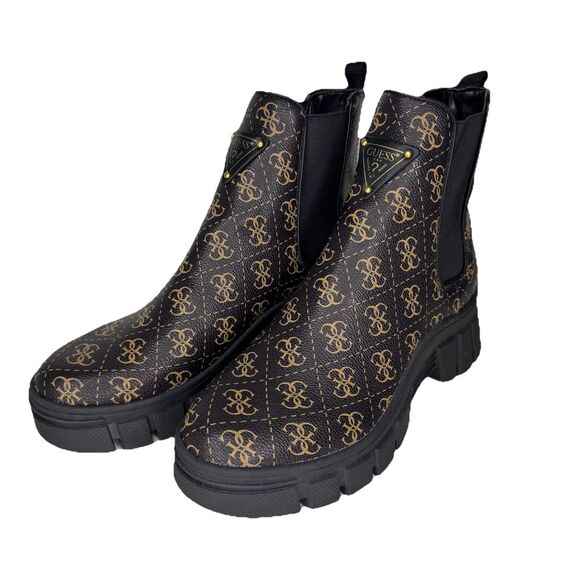 GUESS Women's Hestia Brown Logo Ankle Boot Platform Shoes - Size 8.5 M - Picture 2 of 15